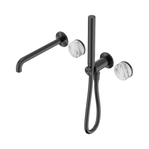 SERENITY PROGRESSIVE SHOWER SYSTEM WITH SPOUT WITH ARABESCATO CORCHIA HANDLE AND SLIM SHOWER GUN METAL (24E010GM)