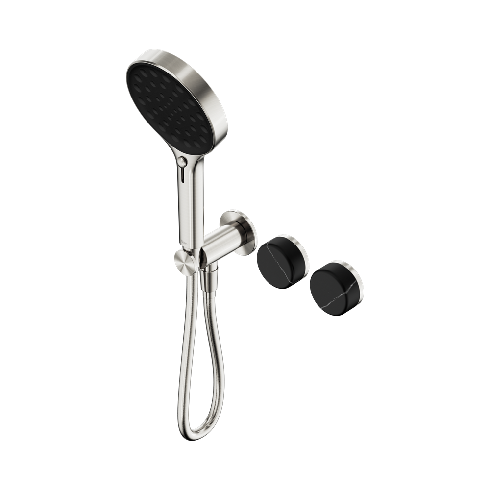 SERENITY PROGRESSIVE SHOWER SYSTEM WITH MARQUINA BLACK HANDLE AND SERENITY HAND SHOWER BRUSHED NICKEL (24E132BN)