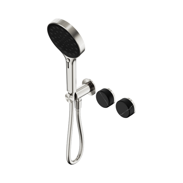 SERENITY PROGRESSIVE SHOWER SYSTEM WITH MARQUINA BLACK HANDLE AND SERENITY HAND SHOWER BRUSHED NICKEL (24E132BN)