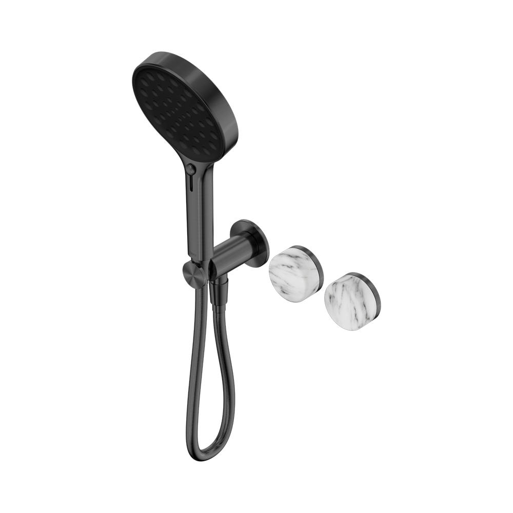 SERENITY PROGRESSIVE SHOWER SYSTEM WITH ARABESCATO CORCHIA HANDLE AND SERENITY HAND SHOWER GUN METAL (24E028GM)