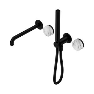 SERENITY PROGRESSIVE SHOWER SYSTEM WITH SPOUT WITH ARABESCATO CORCHIA HANDLE AND SLIM SHOWER MATTE BLACK (24E010MB)