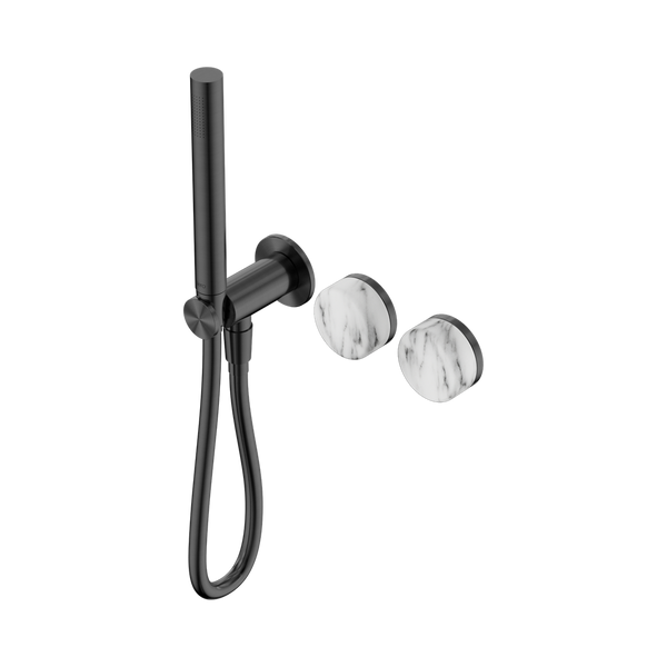 SERENITY PROGRESSIVE SHOWER SYSTEM WITH ARABESCATO CORCHIA HANDLE AND SLIM SHOWER GUN METAL (24E022GM)