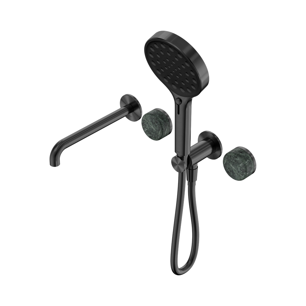 SERENITY PROGRESSIVE SHOWER SYSTEM WITH SPOUT WITH VERDE ALPI HANDLE AND SERENITY HAND SHOWER GUN METAL (24E014GM)
