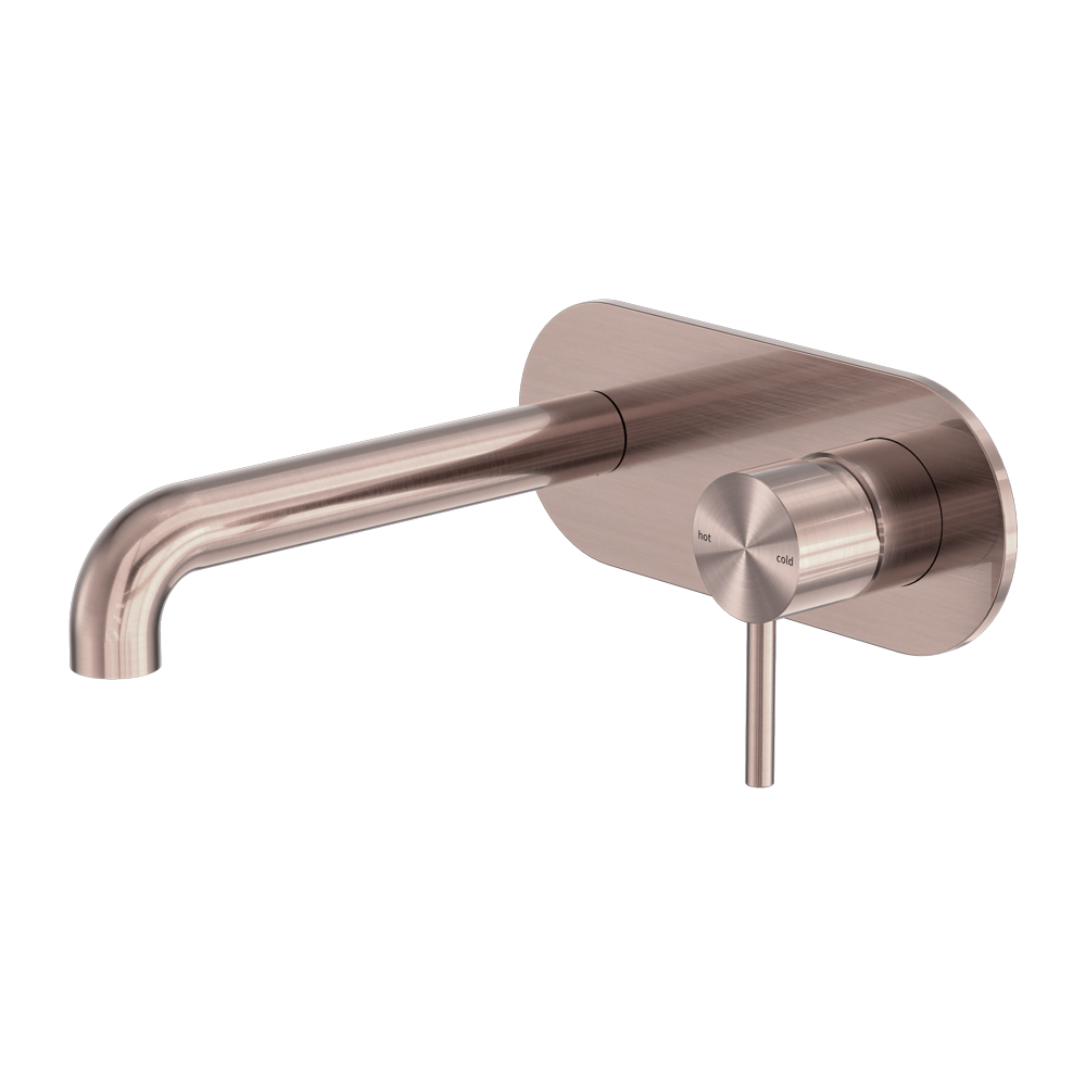 Zen SS316L Wall Basin/Bath Mixer 185/230mm Spout Brushed Bronze