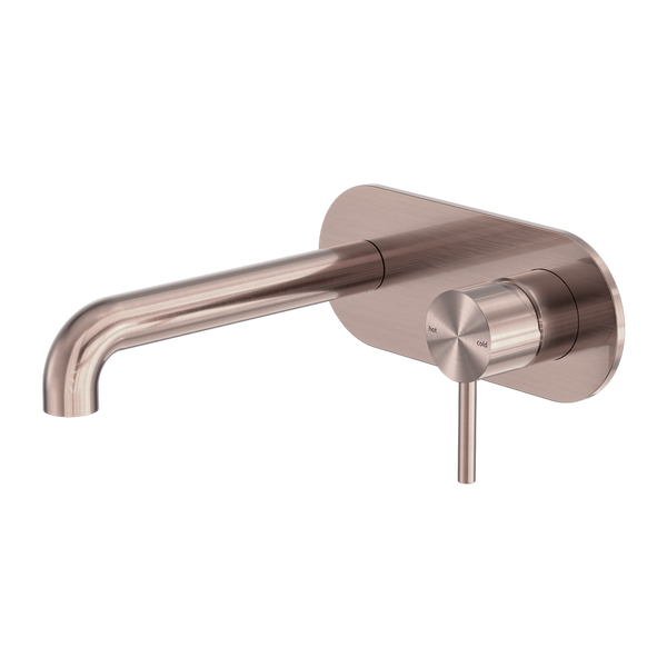 Zen SS316L Wall Basin/Bath Mixer 185/230mm Spout Brushed Bronze