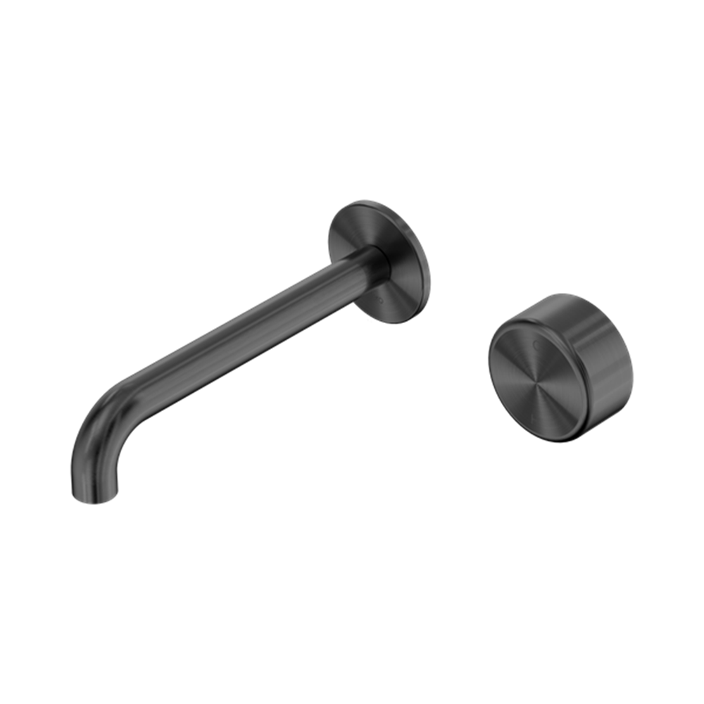 Serenity Progressive Wall Basin Mixer 160/185/220mm Spout With Metal Handle Gun Metal