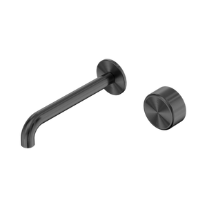 Serenity Progressive Wall Basin Mixer 160/185/220mm Spout With Metal Handle Gun Metal