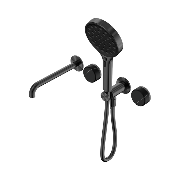 SERENITY PROGRESSIVE SHOWER SYSTEM WITH SPOUT WITH MARQUINA BLACK HANDLE AND SERENITY HAND SHOWER GUN METAL (24E130GM)