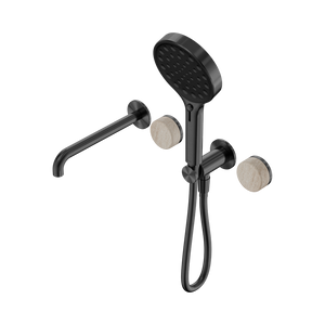SERENITY PROGRESSIVE SHOWER SYSTEM WITH SPOUT WITH ROME TRAVERTINE HANDLE AND SERENITY HAND SHOWER GUN METAL (24E015GM)