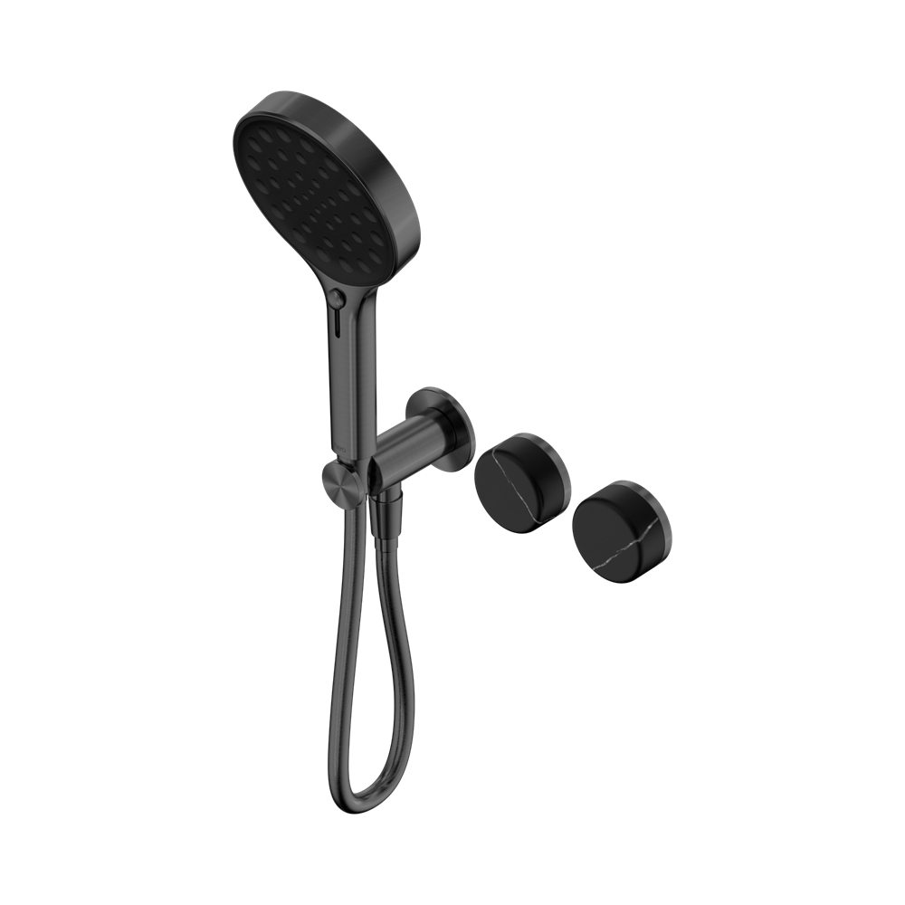 SERENITY PROGRESSIVE SHOWER SYSTEM WITH MARQUINA BLACK HANDLE AND SERENITY HAND SHOWER GUN METAL (24E132GM)