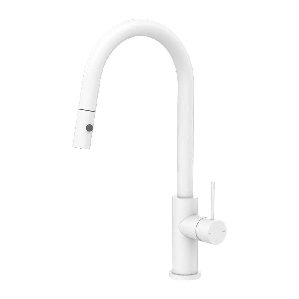 MECCA PULL OUT SINK MIXER WITH VEGIE SPRAY FUNCTION MATTE WHITE (NR221908MW)