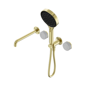 SERENITY PROGRESSIVE SHOWER SYSTEM WITH SPOUT WITH CARRARA HANDLE AND SERENITY HAND SHOWER BRUSHED GOLD (24E013BG)