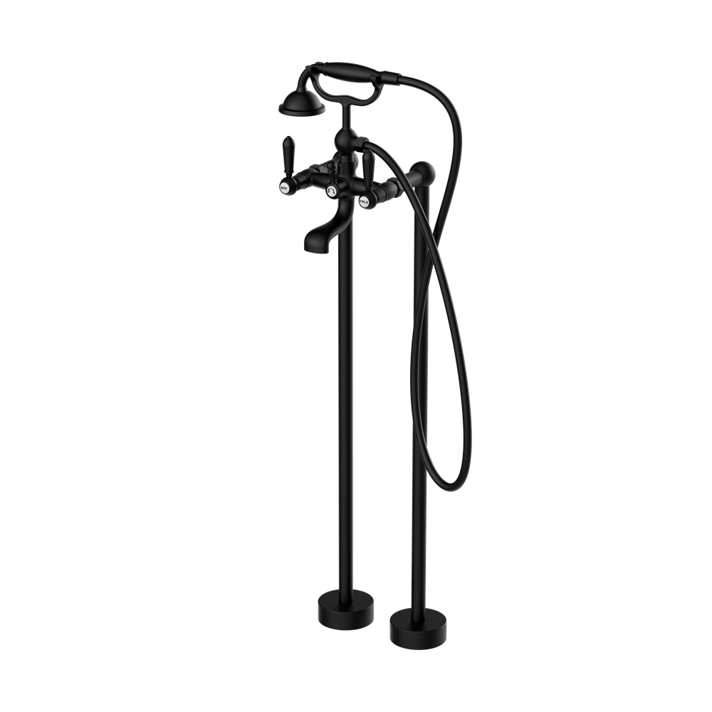 YORK FREESTANDING BATH SET WITH METAL HAND SHOWER MATTE BLACK (NR692103a02MB)