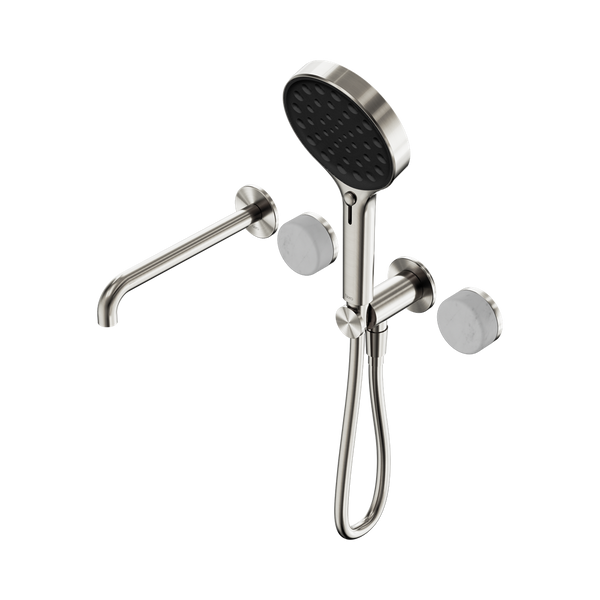 SERENITY PROGRESSIVE SHOWER SYSTEM WITH SPOUT WITH CARRARA HANDLE AND SERENITY HAND SHOWER BRUSHED NICKEL (24E013BN)