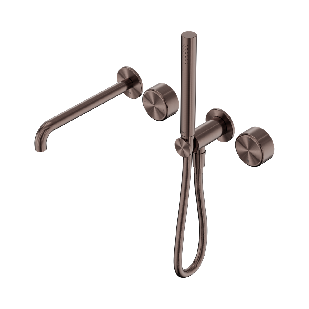 SERENITY PROGRESSIVE SHOWER SYSTEM WITH SPOUT WITH METAL HANDLE AND SLIM SHOWER BRUSHED BRONZE (24E012BZ)