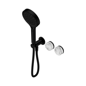 SERENITY PROGRESSIVE SHOWER SYSTEM WITH ARABESCATO CORCHIA HANDLE AND SERENITY HAND SHOWER MATTE BLACK (24E028MB)