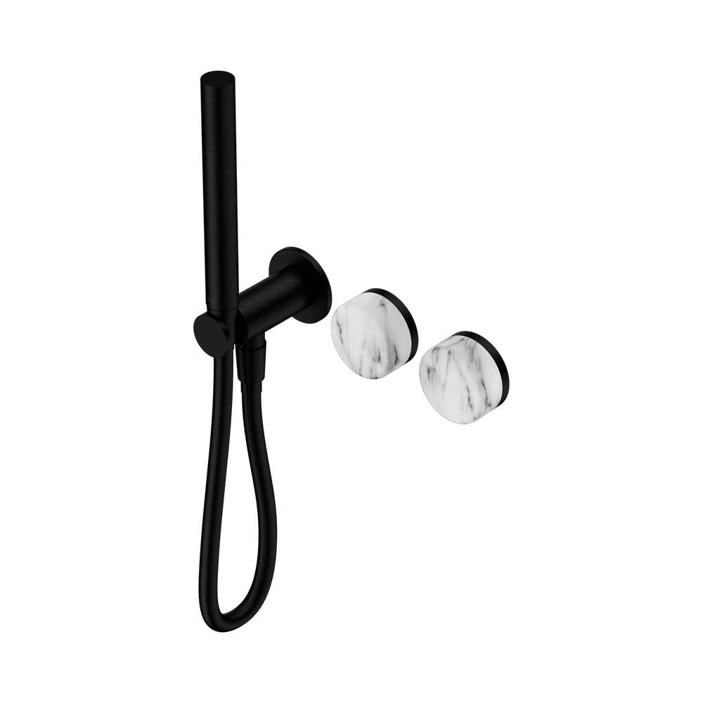 SERENITY PROGRESSIVE SHOWER SYSTEM WITH ARABESCATO CORCHIA HANDLE AND SLIM SHOWER MATTE BLACK (24E022MB)