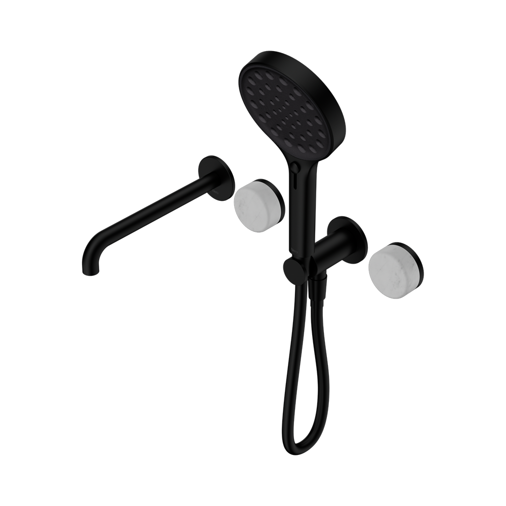 SERENITY PROGRESSIVE SHOWER SYSTEM WITH SPOUT WITH CARRARA HANDLE AND SERENITY HAND SHOWER MATTE BLACK (24E013MB)