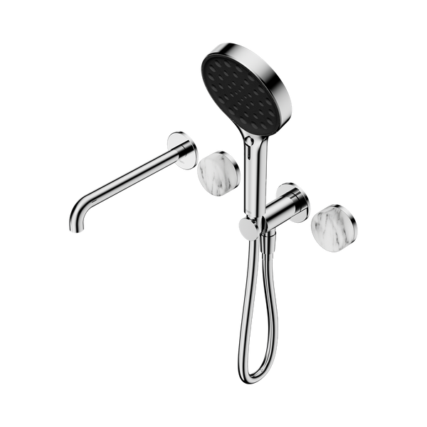 SERENITY PROGRESSIVE SHOWER SYSTEM WITH SPOUT WITH ARABESCATO CORCHIA HANDLE AND SERENITY HAND SHOWER CHROME (24E016CH)