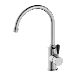 YORK KITCHEN MIXER GOOSENECK SPOUT WITH BLACK PORCELAIN LEVER CHROME (NR69210603CH)