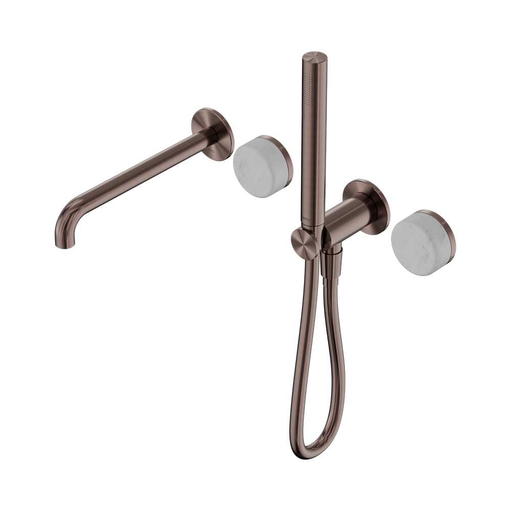 SERENITY PROGRESSIVE SHOWER SYSTEM WITH SPOUT WITH CARRARA HANDLE AND SLIM SHOWER BRUSHED BRONZE (24E007BZ)