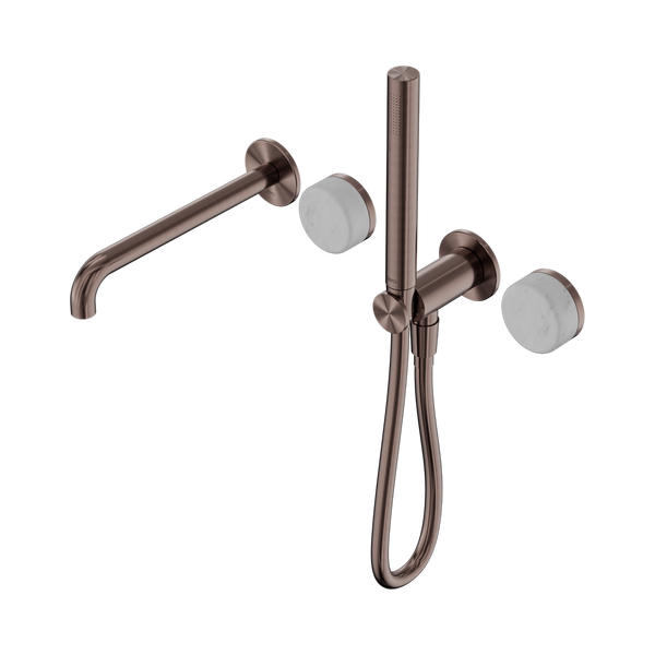 SERENITY PROGRESSIVE SHOWER SYSTEM WITH SPOUT WITH CARRARA HANDLE AND SLIM SHOWER BRUSHED BRONZE (24E007BZ)
