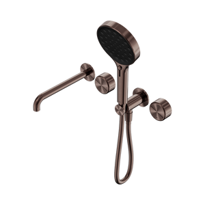 SERENITY PROGRESSIVE SHOWER SYSTEM WITH SPOUT WITH METAL HANDLE AND SERENITY HAND SHOWER BRUSHED BRONZE (24E018BZ)