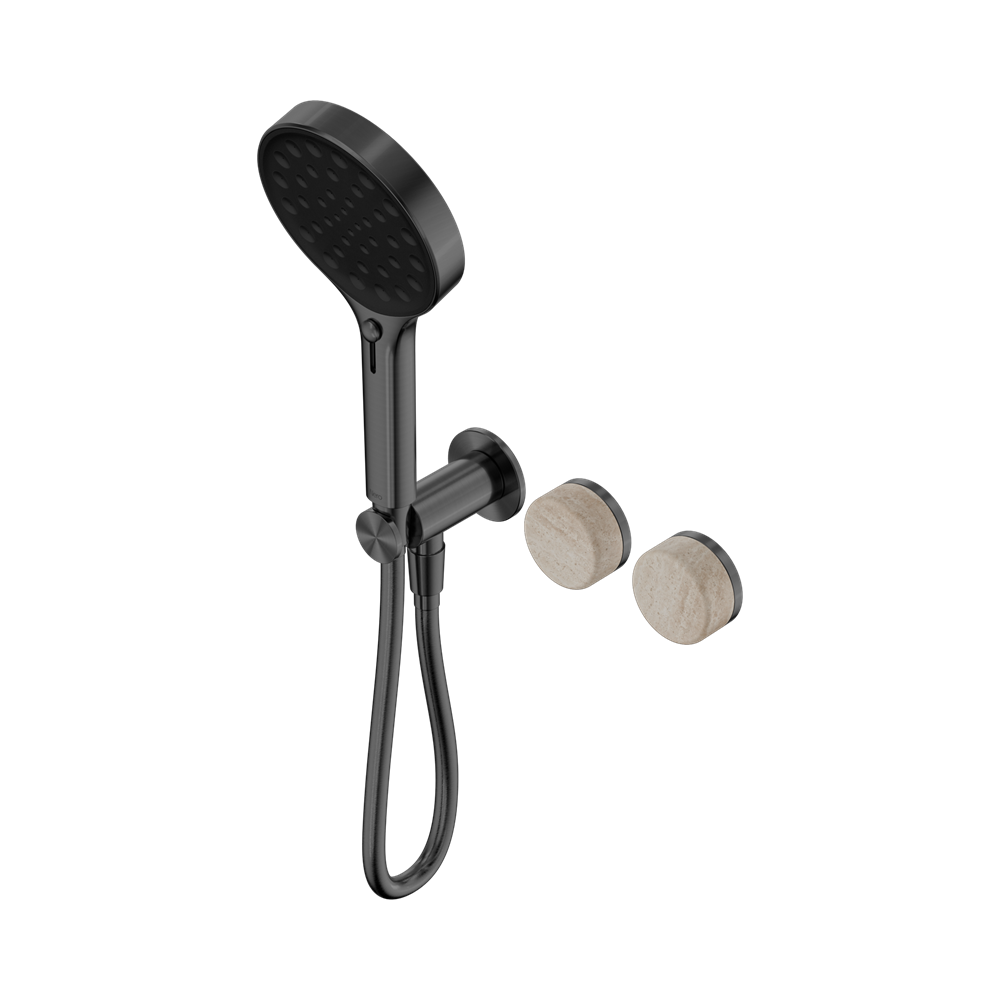 SERENITY PROGRESSIVE SHOWER SYSTEM WITH ROME TRAVERTINE HANDLE AND SERENITY HAND SHOWER GUN METAL (24E027GM)