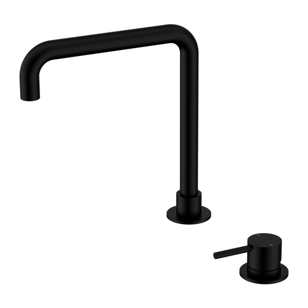 MECCA HOB BASIN MIXER SQUARE SWIVEL SPOUT MATTE BLACK (NR221901cMB)