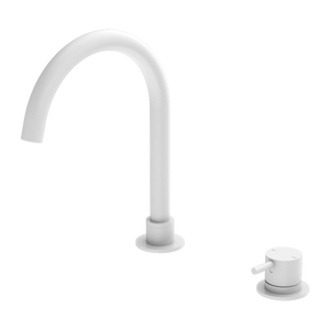MECCA HOB BASIN MIXER ROUND SWIVEL SPOUT MATTE WHITE (NR221901bMW)