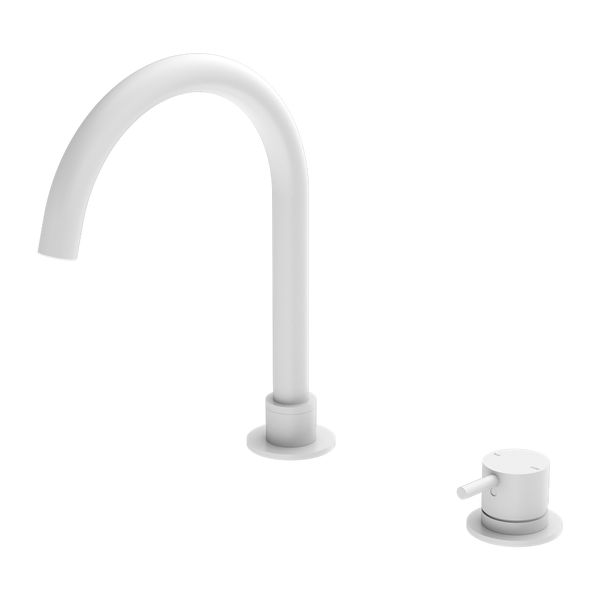 MECCA HOB BASIN MIXER ROUND SWIVEL SPOUT MATTE WHITE (NR221901bMW)
