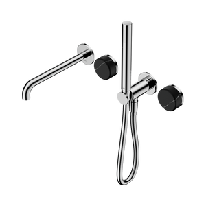 SERENITY PROGRESSIVE SHOWER SYSTEM WITH SPOUT WITH MARQUINA BLACK HANDLE AND SLIM SHOWER CHROME (24E129CH)