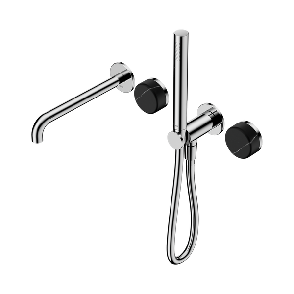 SERENITY PROGRESSIVE SHOWER SYSTEM WITH SPOUT WITH MARQUINA BLACK HANDLE AND SLIM SHOWER CHROME (24E129CH)