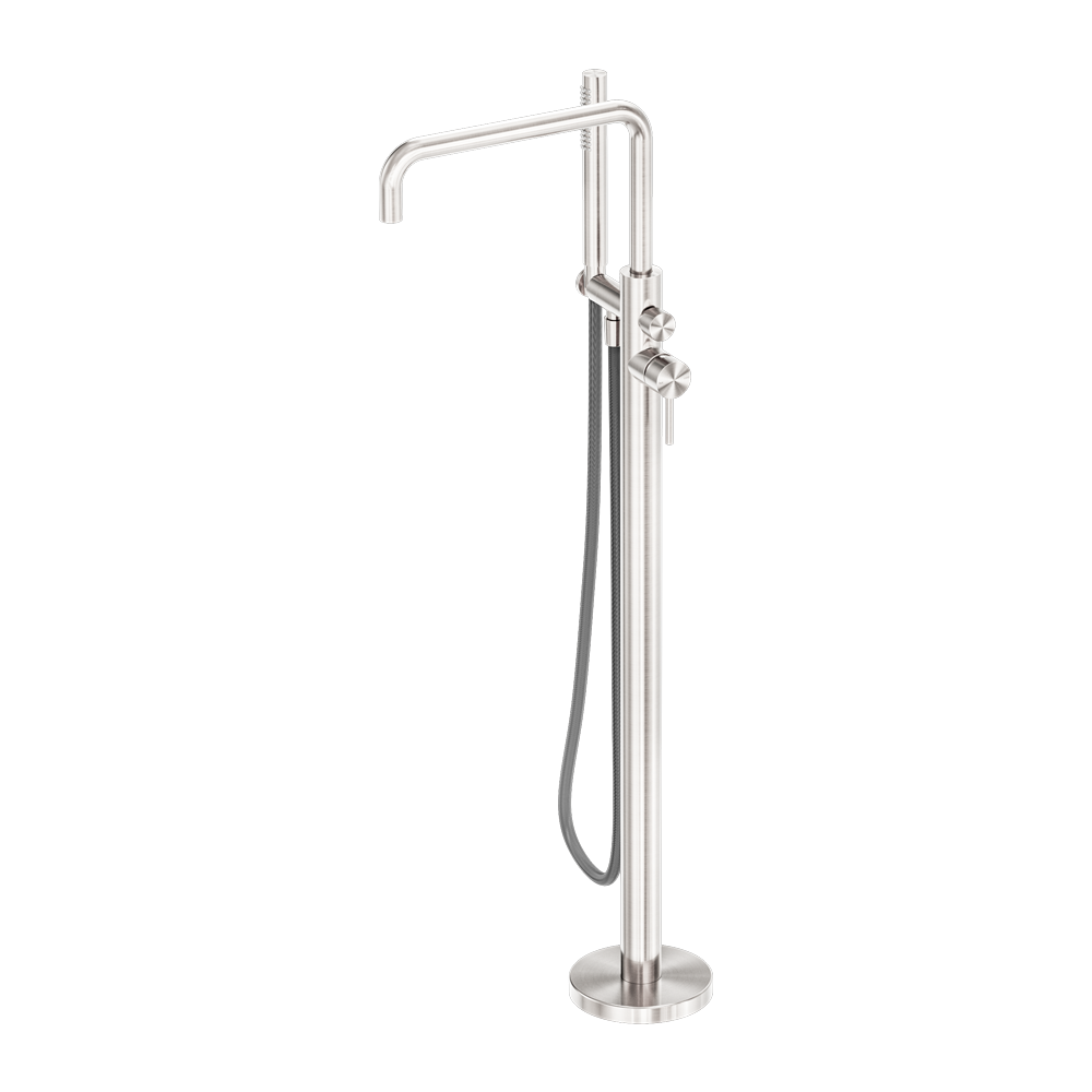 Zen SS316L Freestanding Bath Mixer With Outdoor Shower Hose Brushed Nickel (NR162203a01BN)