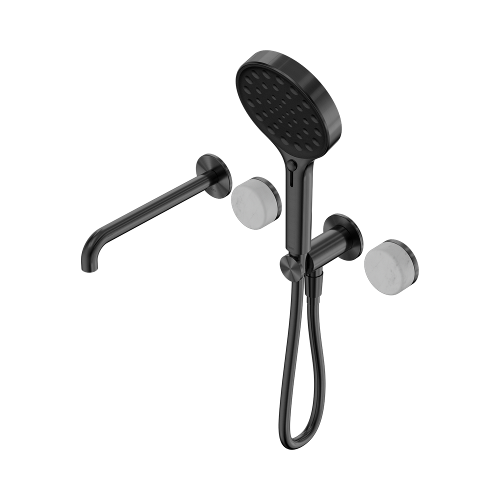 SERENITY PROGRESSIVE SHOWER SYSTEM WITH SPOUT WITH CARRARA HANDLE AND SERENITY HAND SHOWER GUN METAL (24E013GM)