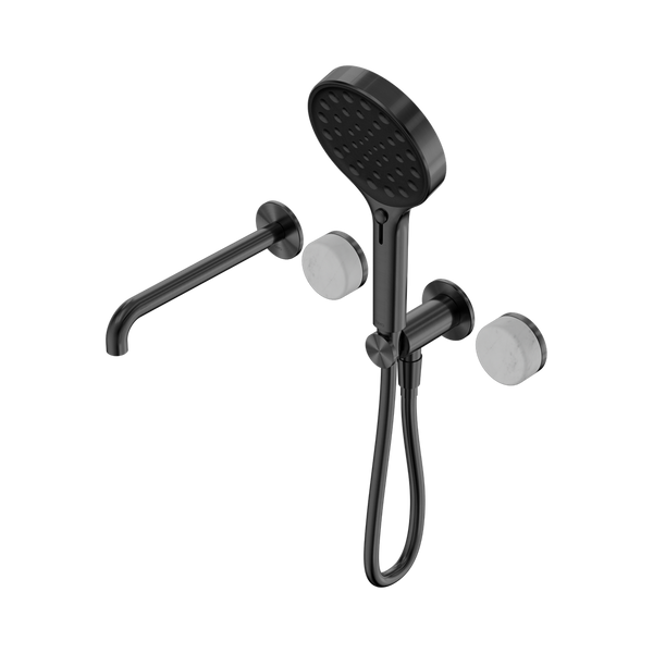 SERENITY PROGRESSIVE SHOWER SYSTEM WITH SPOUT WITH CARRARA HANDLE AND SERENITY HAND SHOWER GUN METAL (24E013GM)