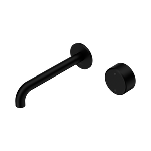 Serenity Progressive Wall Basin Mixer 160/185/220mm Spout With Metal Handle Matte Black