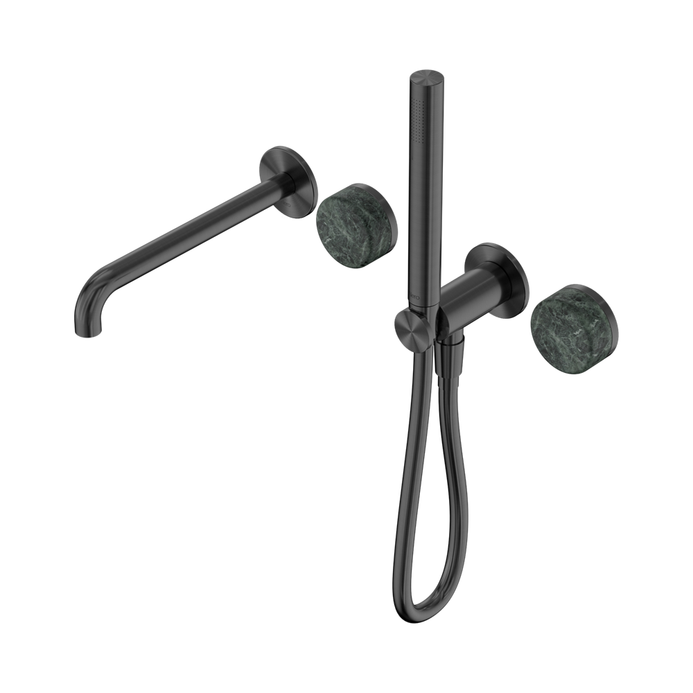 SERENITY PROGRESSIVE SHOWER SYSTEM WITH SPOUT WITH VERDE ALPI HANDLE AND SLIM SHOWER GUN METAL (24E008GM)