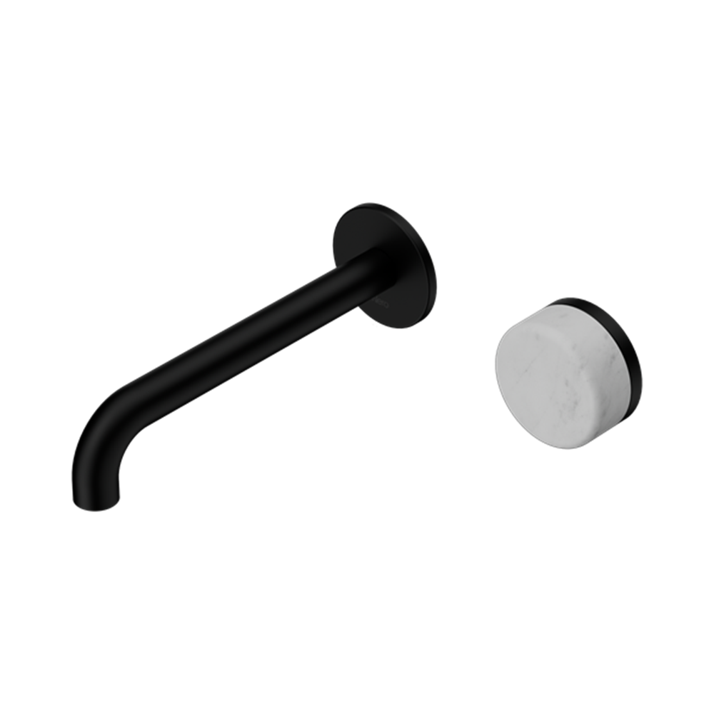 Serenity Progressive Wall Basin Mixer 160/185/220mm Spout With Carrara Handle Matte Black