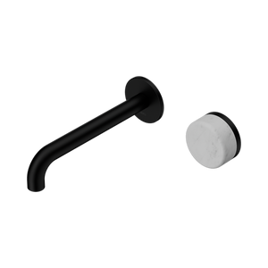 Serenity Progressive Wall Basin Mixer 160/185/220mm Spout With Carrara Handle Matte Black