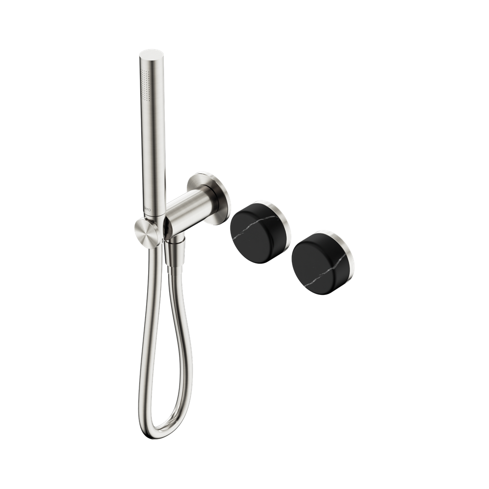 SERENITY PROGRESSIVE SHOWER SYSTEM WITH MARQUINA BLACK HANDLE AND SLIM SHOWER BRUSHED NICKEL (24E131BN)