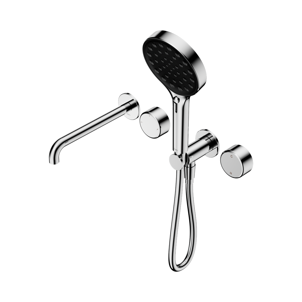 SERENITY PROGRESSIVE SHOWER SYSTEM WITH SPOUT WITH METAL HANDLE AND SERENITY HAND SHOWER CHROME (24E018CH)