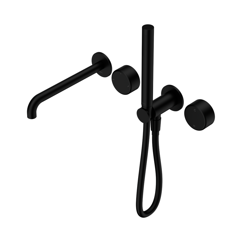SERENITY PROGRESSIVE SHOWER SYSTEM WITH SPOUT WITH METAL HANDLE AND SLIM SHOWER MATTE BLACK (24E012MB)