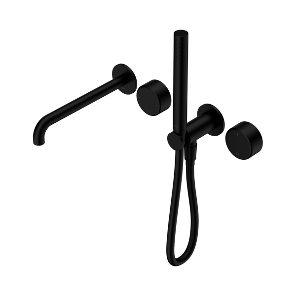 SERENITY PROGRESSIVE SHOWER SYSTEM WITH SPOUT WITH METAL HANDLE AND SLIM SHOWER MATTE BLACK (24E012MB)