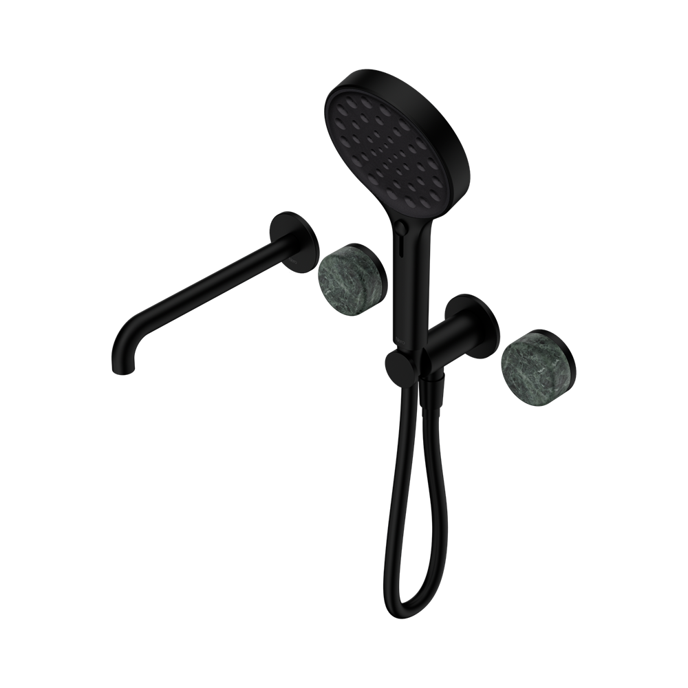 SERENITY PROGRESSIVE SHOWER SYSTEM WITH SPOUT WITH VERDE ALPI HANDLE AND SERENITY HAND SHOWER MATTE BLACK (24E014MB)