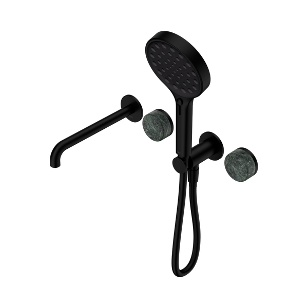 SERENITY PROGRESSIVE SHOWER SYSTEM WITH SPOUT WITH VERDE ALPI HANDLE AND SERENITY HAND SHOWER MATTE BLACK (24E014MB)