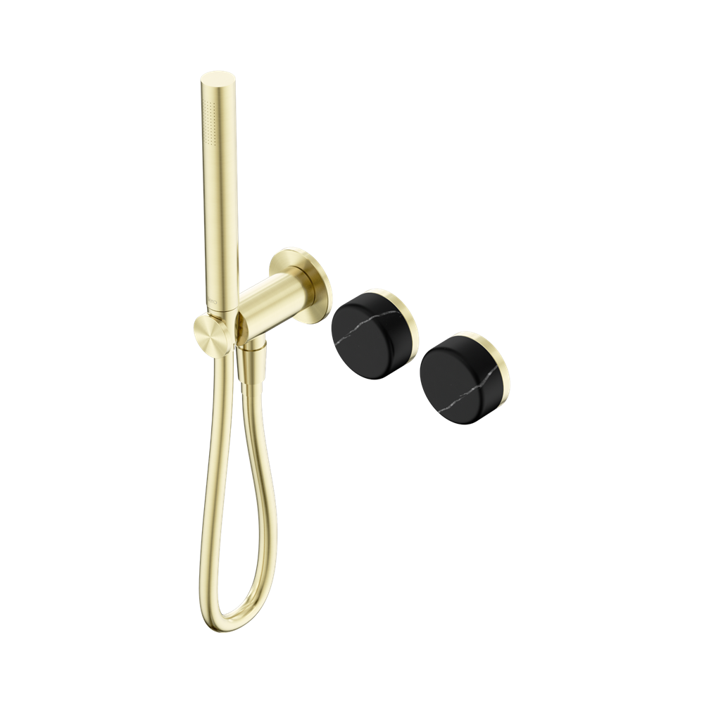 SERENITY PROGRESSIVE SHOWER SYSTEM WITH MARQUINA BLACK HANDLE AND SLIM SHOWER BRUSHED GOLD (24E131BG)