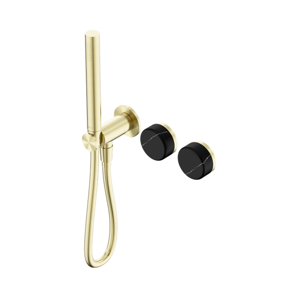 SERENITY PROGRESSIVE SHOWER SYSTEM WITH MARQUINA BLACK HANDLE AND SLIM SHOWER BRUSHED GOLD (24E131BG)