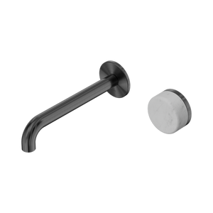 Serenity Progressive Wall Basin Mixer 160/185/220mm Spout With Carrara Handle Gun Metal
