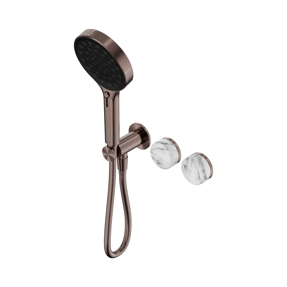 SERENITY PROGRESSIVE SHOWER SYSTEM WITH ARABESCATO CORCHIA HANDLE AND SERENITY HAND SHOWER BRUSHED BRONZE (24E028BZ)